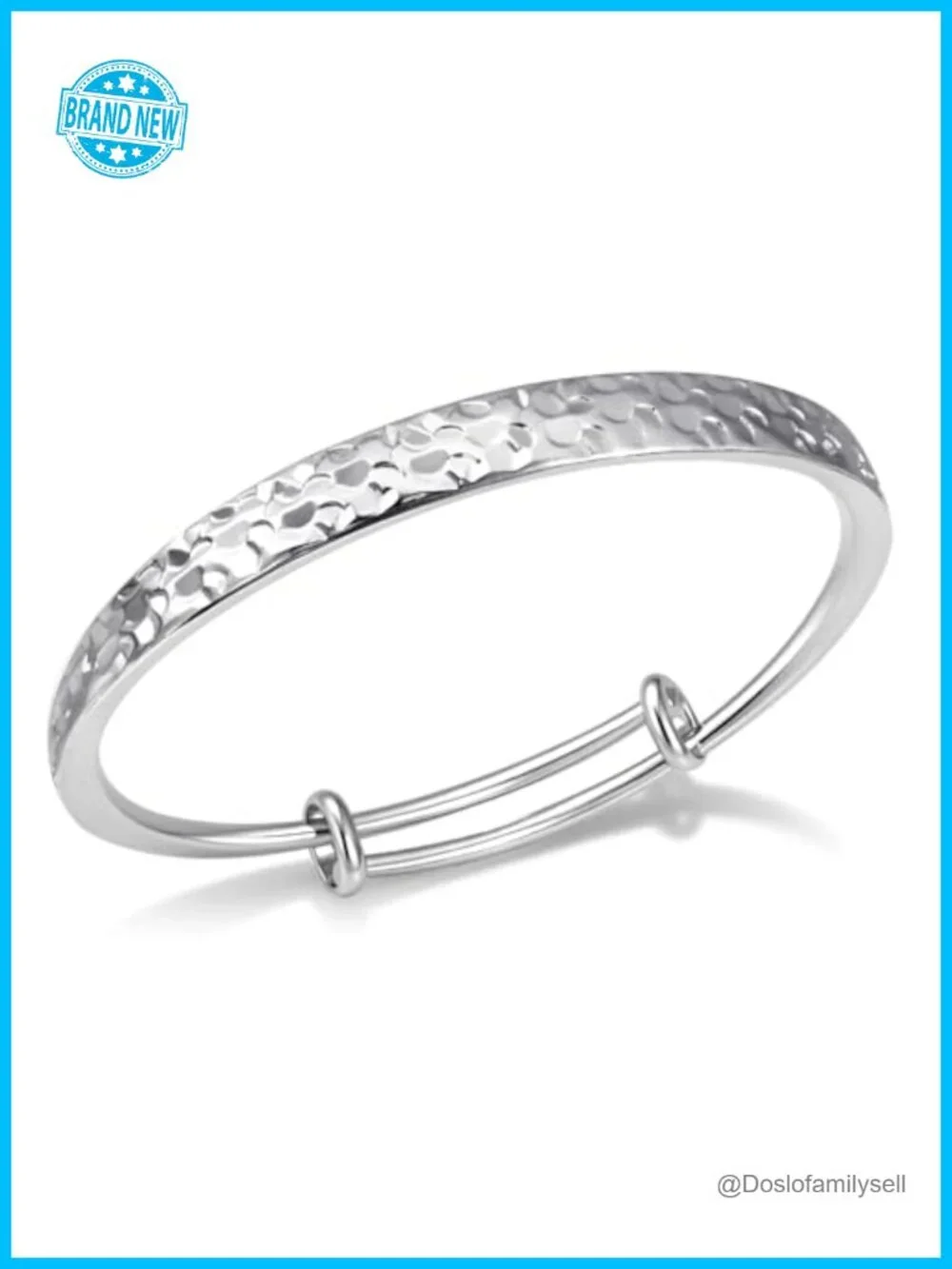Hammered Texture Adjustable Cuff Bangle Bracelet Sterling Silver